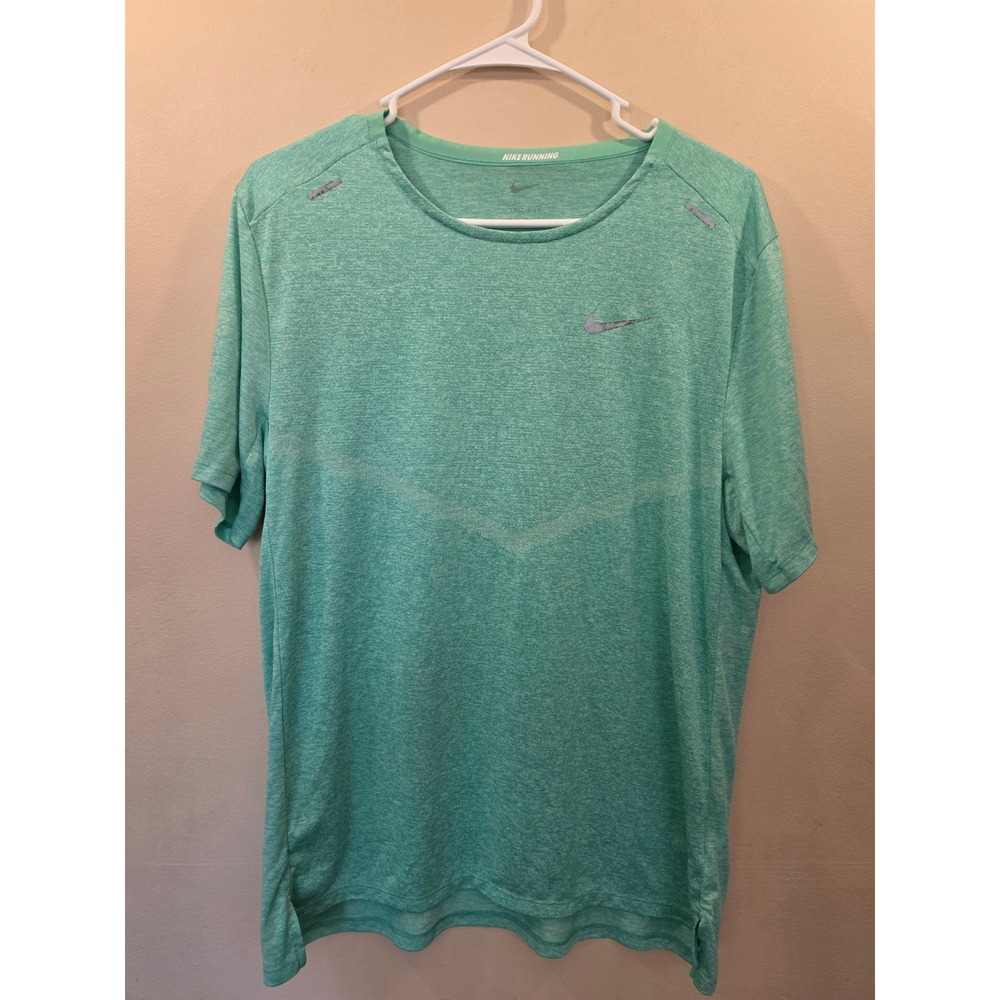 Nike Running Dri-FIT Shirt Mens Medium Teal Green Heather Short Sleeve Workout